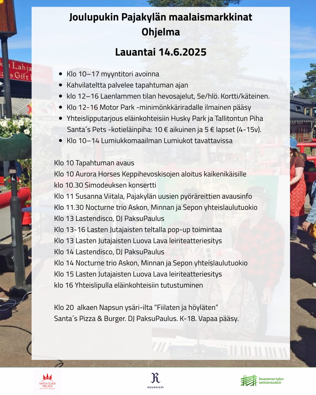 Lauantain ohjelmatiedot
